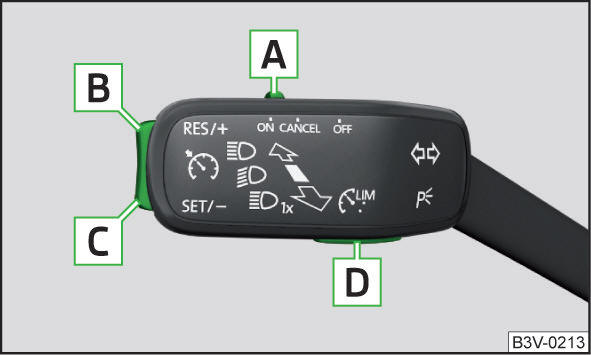 Elementi di comando dell'impianto di regolazione della velocità