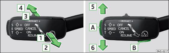 Elementi di comando del limitatore di velocità