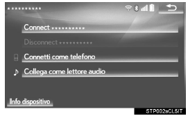 Connessione di un dispositivo bluetooth