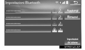 Impostazione di informazioni dettagliate per bluetooth