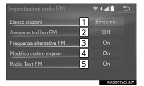 Impostazioni della radio