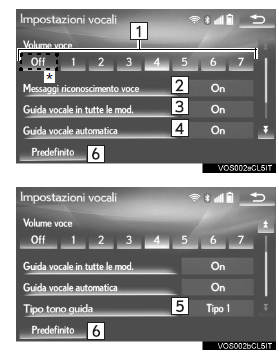 Schermata delle impostazioni vocali