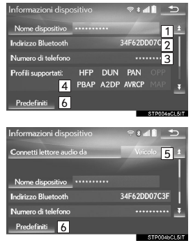 Modifica delle informazioni sul dispositivo bluetooth