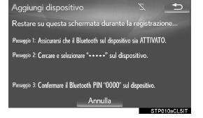 Registrazione di un dispositivo bluetooth