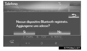 Registrazione di un telefono bluetooth per la prima volta