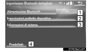 Schermata "impostazioni bluetooth* dettagliate"