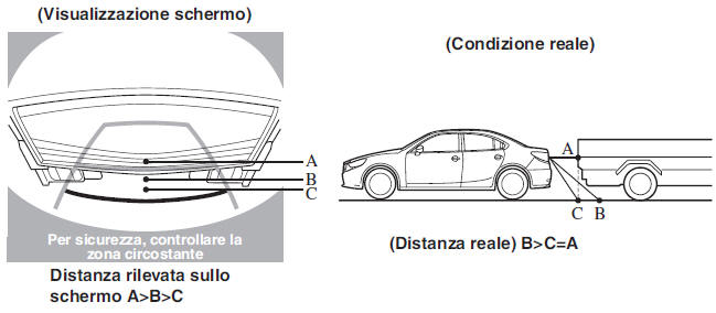 Differenze tra condizioni effettive della strada e immagine visualizzata