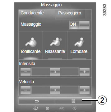 Sedili anteriori: funzioni