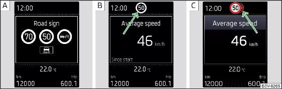 Fig. 302 Display della strumentazione combinata: esempi di visualizzazione