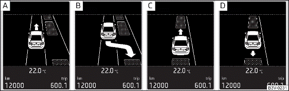 Parcheggio in un'area di parcheggio parallela: visualizzazione su display