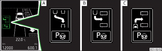 Fig. 281 Menu con le modalità di parcheggio: visualizzazione su display