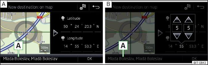 Inserimento della destinazione: tramite il punto sulla cartina / con l'ausilio delle coordinate GPS