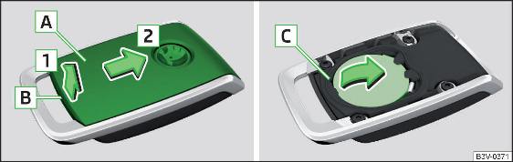 Fig. 339 Apertura del coperchio / rimozione della batteria